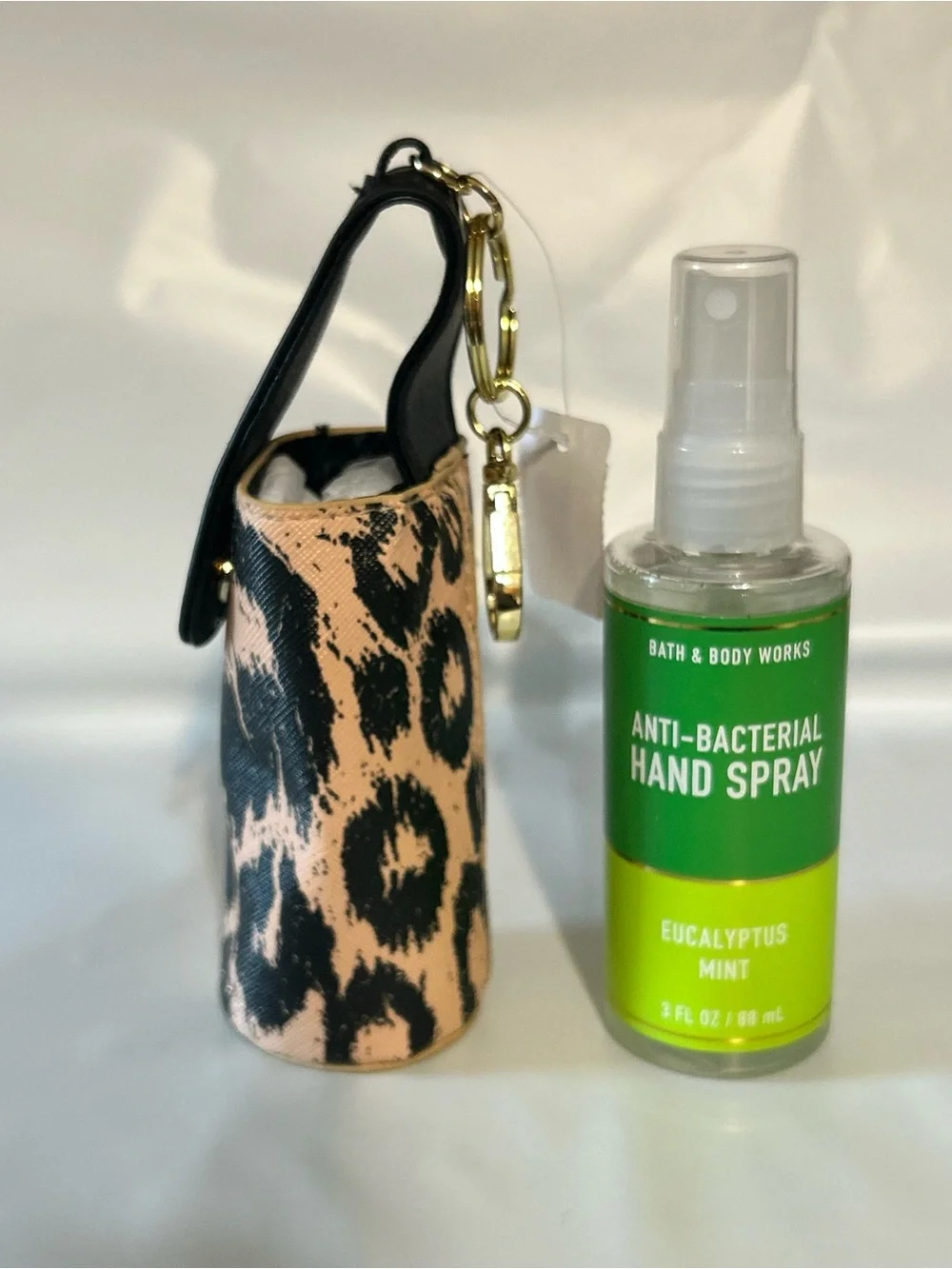 Bath & Body Works Animal Print Keychain Holder & Eucalyptus Hand Spray